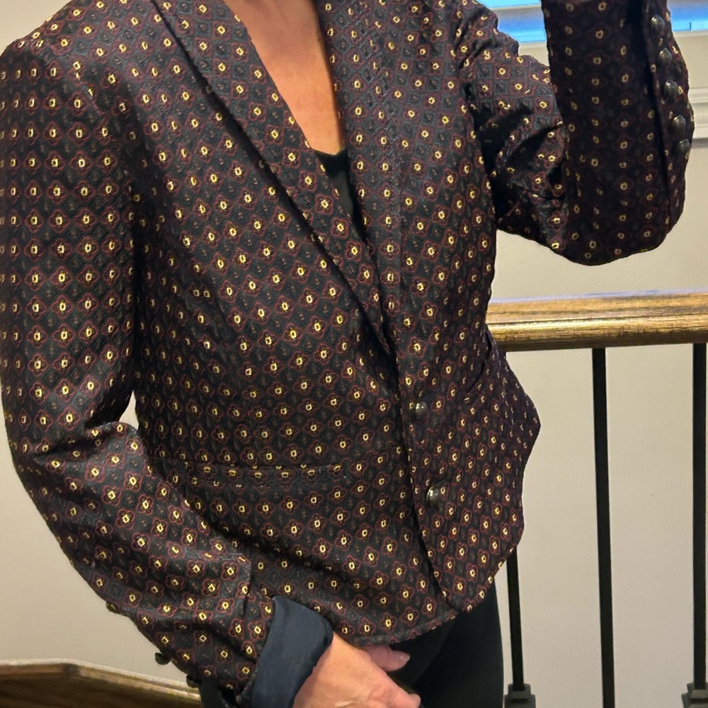 Urban Outfitters VINTAGE NAVY, RED and GOLD Patterned Blazer